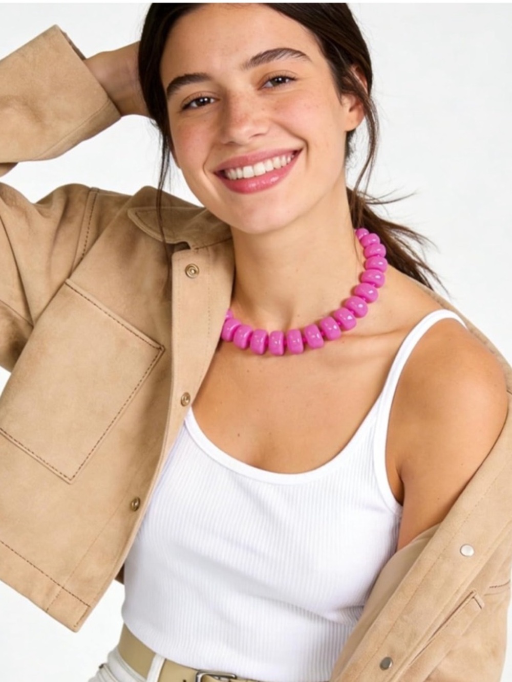New! Deep Purple Resin Beaded Chunky Statement Necklace - Women’s Jewelry - Picture 7 of 9